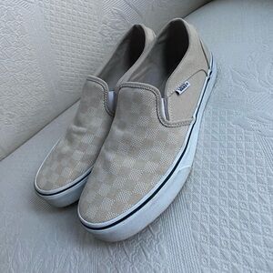 Like New Checkered Vans Slip Ons